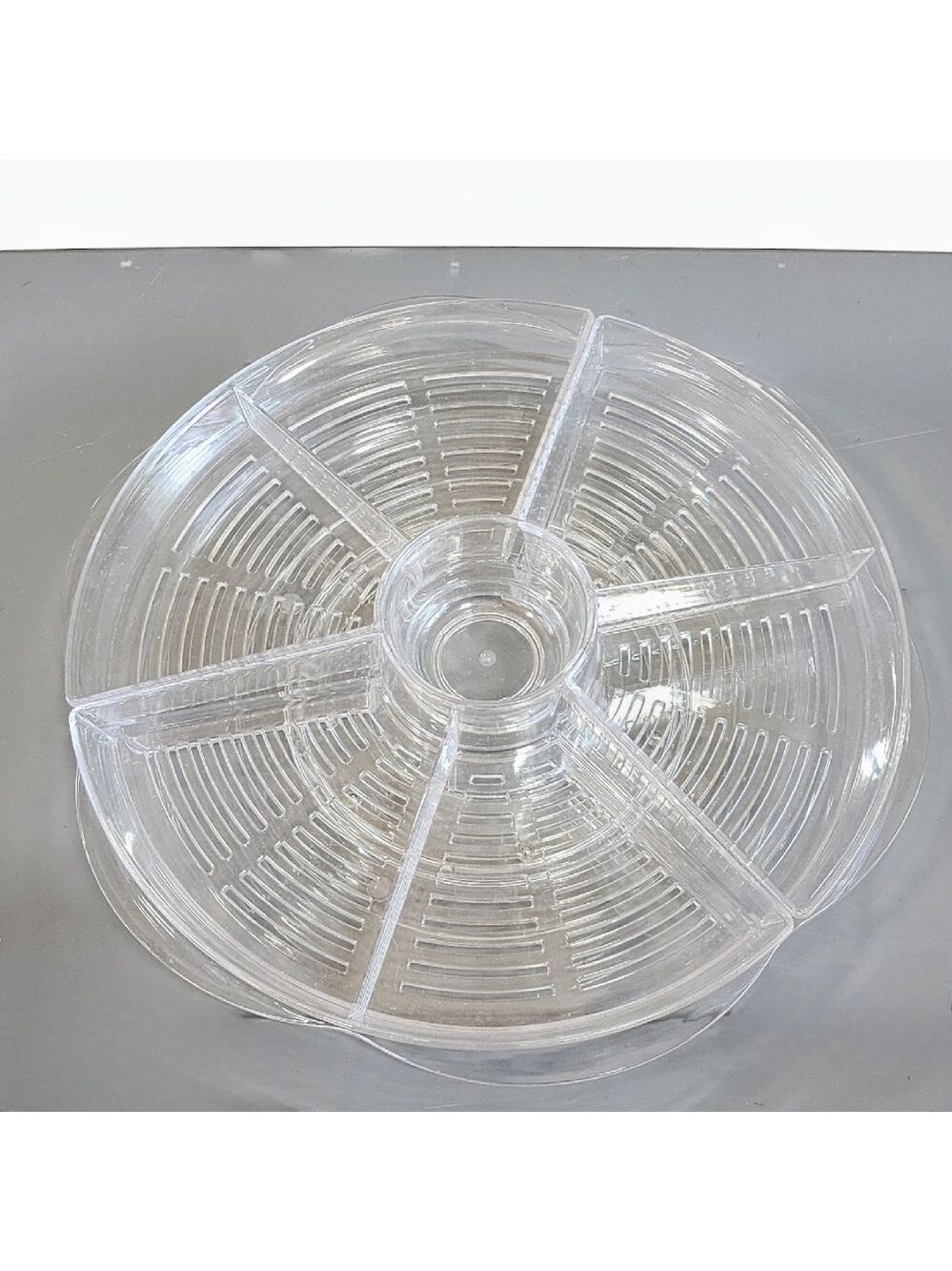 Lazy Susan rotating large party tray Ice cooling veggie condiments platter